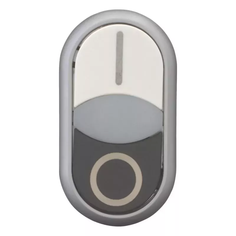 Botão de pressão duplo Eaton M22-DDLF-WS-X1, plano, iluminado, branco/preto, 1NO+1NC, ligação por parafuso 284816