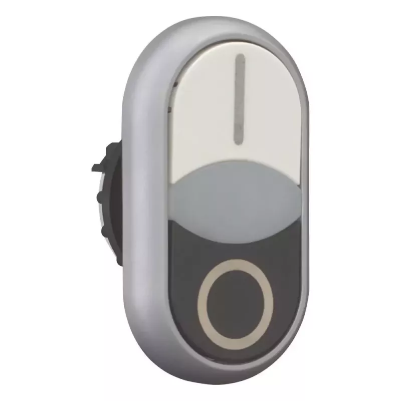 Botão de pressão duplo Eaton M22-DDLF-WS-X1, plano, iluminado, branco/preto, 1NO+1NC, ligação por parafuso 284816