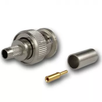 Telegärtner Ficha macho BNC de crimpar 50 Ohm para RG-58 C/U, reta, dourada/niquelada, 1 unidade J01000A1255Z