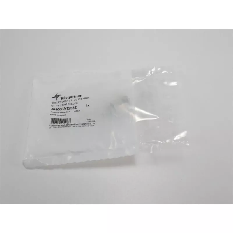 Telegärtner Ficha macho BNC de crimpar 50 Ohm para RG-58 C/U, reta, dourada/niquelada, 1 unidade J01000A1255Z