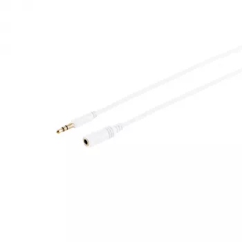 S CONN MAXIMUM CONNECTIVITY 33982-W Cabo de extensão de áudio estéreo Super Slim 3,5 mm, ficha macho para ficha fêmea, dourado, branco, 1,5 m