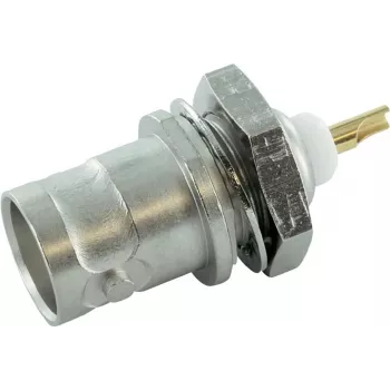 Telegärtner J01001A1219 conector fêmea BNC de montagem embutida, 75 Ohm, ligação por soldadura, preto