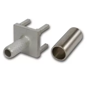 Telegärtner G07 Conector coaxial macho para PCB, ligação por soldadura/crimpagem, 50 Ohm, dourado, para RG-316/U, pack de 5 H01000A0087