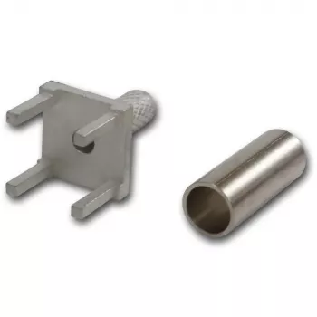 Telegärtner G07 Conector coaxial macho para PCB, ligação por soldadura/crimpagem, 50 Ohm, dourado, para RG-316/U, pack de 5 H01000A0087