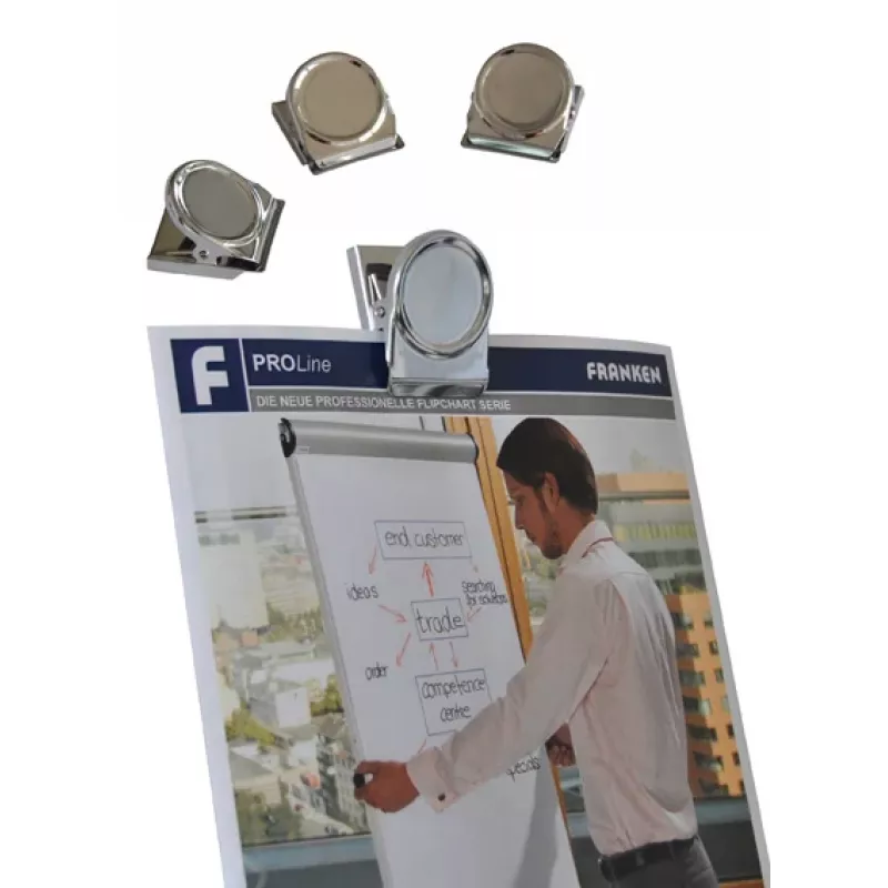 FRANKEN HMC35 Clip magnético, 40 x 35 mm, força de fixação 500 g, prateado