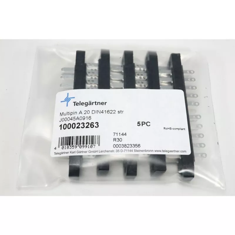TELEGÄRTNER Conector de lâminas assimétrico DIN 41622 de 20 polos, ligação por soldadura, macho, A 20 J00045A0916