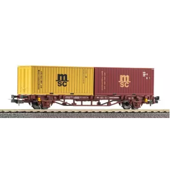 PIKO 27750 Vagão porta-contentores DC, DB AG, Época VI, Sgns 80', 2x contentores 40ft, H0