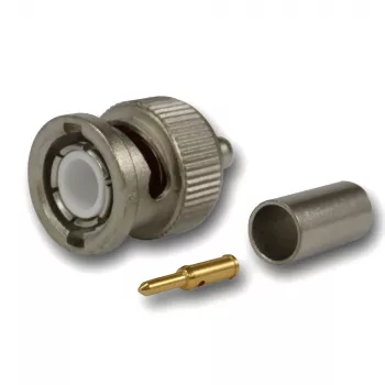 Telegärtner Conector BNC macho de crimpagem 50 Ohm para RG-58 C/U, níquel/dourado, 4 GHz J01000L1255Z