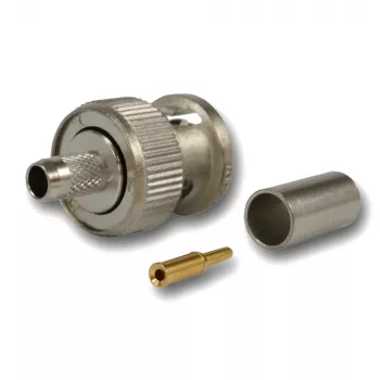 Telegärtner Conector BNC macho de crimpagem 50 Ohm para RG-58 C/U, níquel/dourado, 4 GHz J01000L1255Z