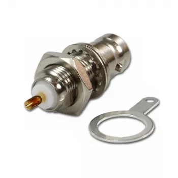 Telegärtner BNC conector fêmea de encastrar, isolado 50 Ohm, anilhas isolantes brancas, Z03 (J01001B1222)