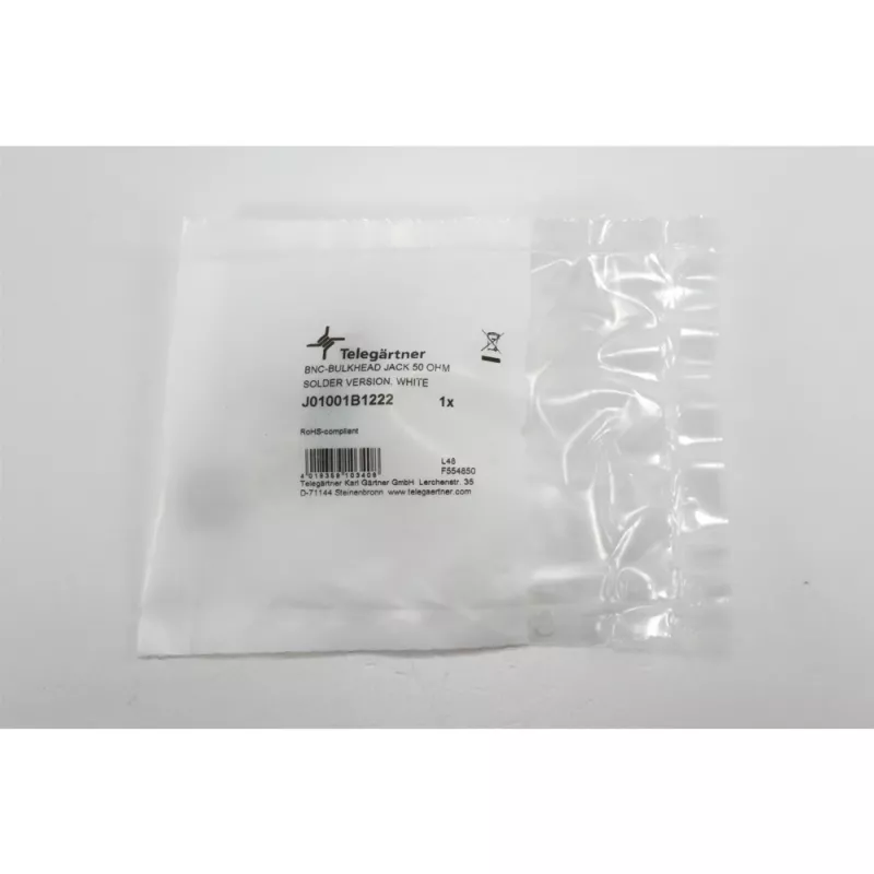 Telegärtner BNC conector fêmea de encastrar, isolado 50 Ohm, anilhas isolantes brancas, Z03 (J01001B1222)