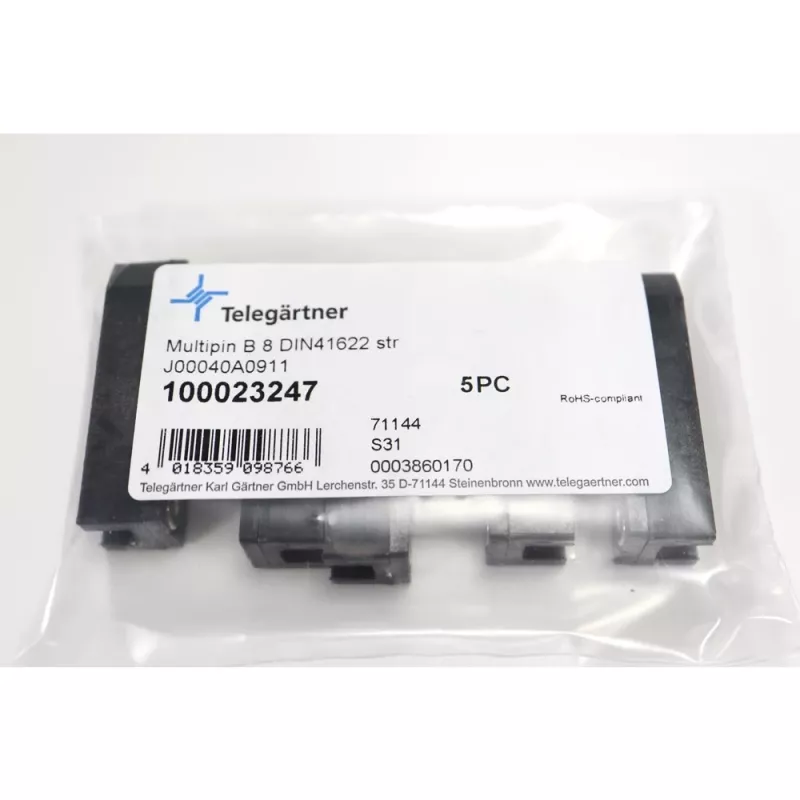 Telegärtner DIN 41622 Tipo B 8 conector fêmea PCB assimétrico de 8 polos, ligação por soldadura J00040A0911