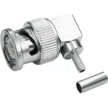 Telegärtner BNC conector macho angular crimp 75 Ohm para RG-59 B/U, soldar/crimp, macho, 1 unid. J01002A1356