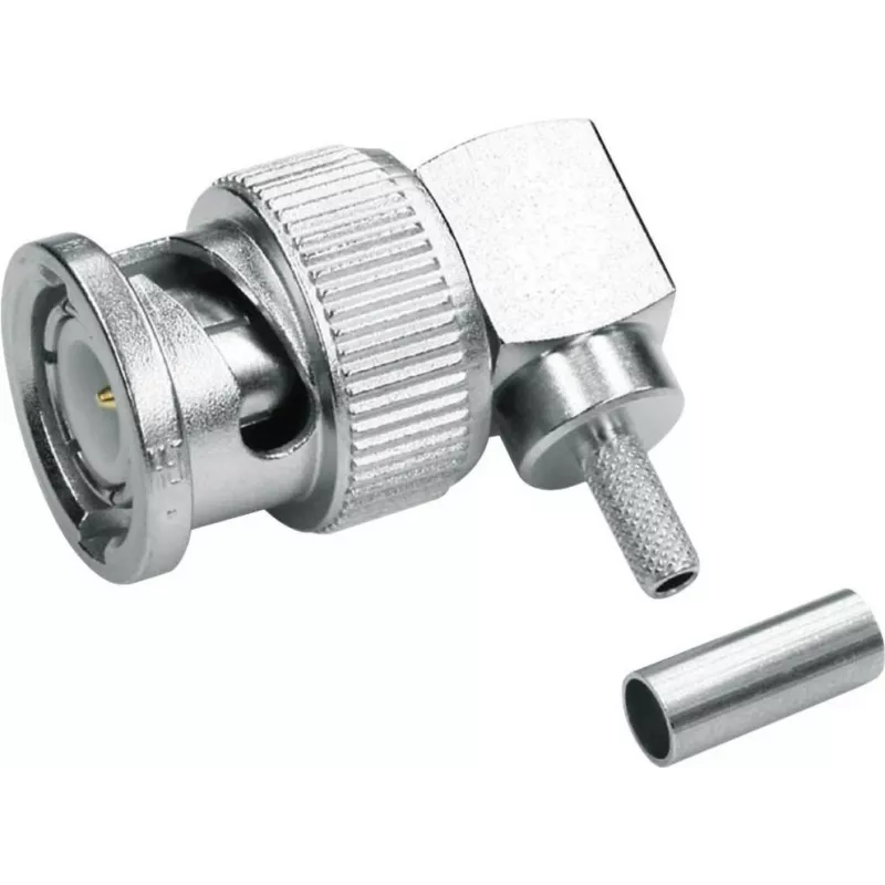 Telegärtner BNC conector macho angular crimp 75 Ohm para RG-59 B/U, soldar/crimp, macho, 1 unid. J01002A1356