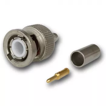 Telegärtner BNC conector macho crimp 50 Ohm para RG-58 C/U, G01 Professional, níquel/ouro, pack de 250 J01000A1255S