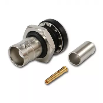 Telegärtner BNC conector fêmea de cabo crimp G01 50 Ohm, crimp/crimp, flange isolante, A1305, Z04, G01 (RG-58 C/U) - 5 unid.