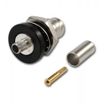 Telegärtner BNC conector fêmea de cabo crimp G01 50 Ohm, crimp/crimp, flange isolante, A1305, Z04, G01 (RG-58 C/U) - 5 unid.