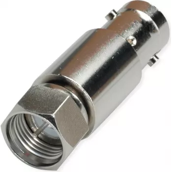 Telegärtner BNC fêmea para F macho adaptador coaxial, 75 Ohm, latão niquelado