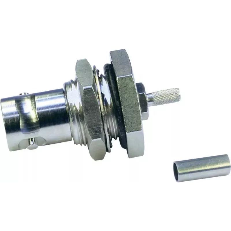 Telegärtner BNC conector fêmea de encastrar crimp/crimp 50 Ohm para RG-316/U, níquel/ouro
