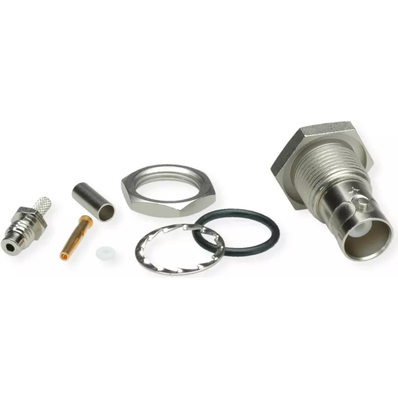 Telegärtner BNC conector fêmea de encastrar crimp/crimp 50 Ohm para RG-316/U, níquel/ouro