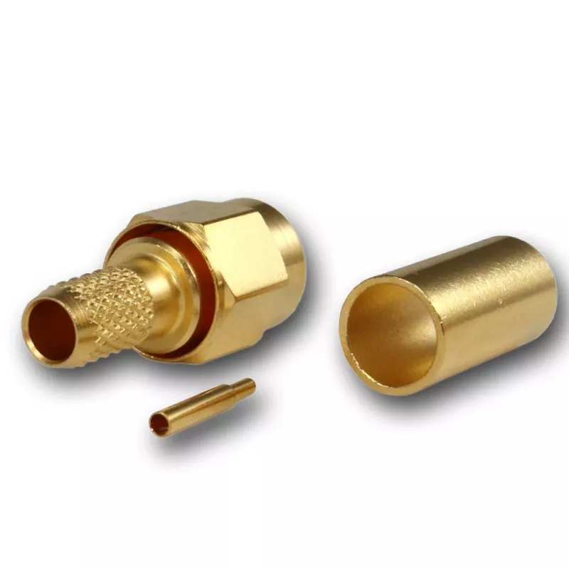 Telegärtner ficha SMA para cabo de crimpagem/soldadura G01, RG-58C/U, dourado, 1 peça (J01150A0041Z)