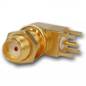 Telegärtner SMA conector fêmea angular de encastrar, 50 Ohm, dourado, Z25/Z55 J01151A0201Z