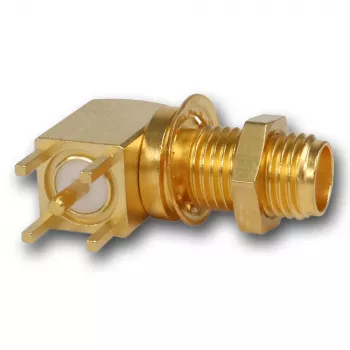 Telegärtner SMA conector fêmea angular de encastrar, 50 Ohm, dourado, Z25/Z55 J01151A0201Z