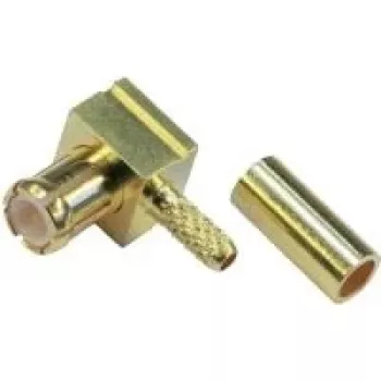 Telegärtner MCX conector macho angular crimp, 50 Ohm, condutor interior dourado