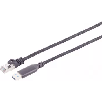 Cabo adaptador S CONN MAXIMUM CONNECTIVITY USB-A para RJ45 Gigabit Ethernet, 1 m, preto 14-52025