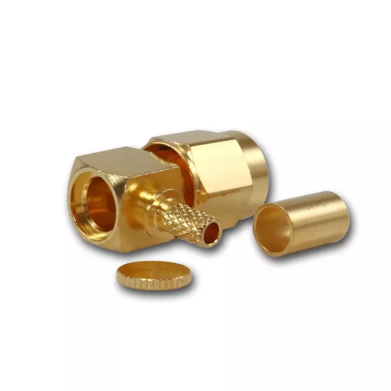 Ficha SMA Telegärtner angular crimp para cabo G08 (RD-316), dourada