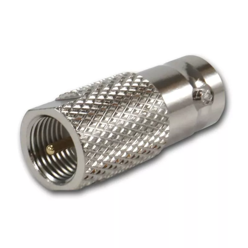 Adaptador coaxial TELEGÄRTNER J01008F0068 BNC fêmea para FME macho, 50 Ohm, reto, latão niquelado