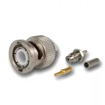 Ficha BNC Telegärtner crimp 50 Ohm para RG-178 B/U, reta, niquelada/dourada, 1 unid.