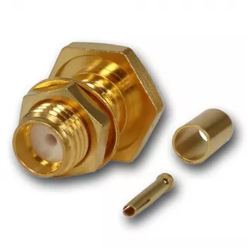 Conector fêmea SMA Telegärtner crimp de encastrar para RG-316/U, dourado, 50 Ohm, DC-6 GHz J01151A0001Z