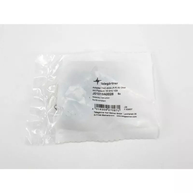 Telegärtner Adaptador coaxial TNC fêmea para SMA fêmea, 50 Ohm, DC-6 GHz, níquel/ouro J01019A0028