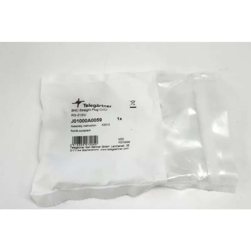 Telegärtner ficha BNC de crimpagem para cabo, 50 Ohm, RG-213/U, 1 peça (J01000A0059)