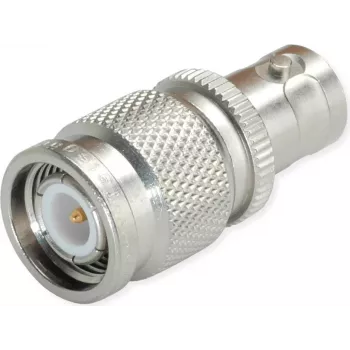 Telegärtner Adaptador BNC fêmea para TNC macho, 50 Ohm, latão niquelado, DC-4 GHz, reto