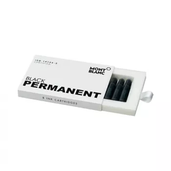 Montblanc Permanent Black cartuchos de tinta para caneta de tinta permanente, pack de 8 (107757)