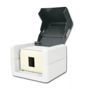 Tomada de dados TELEGÄRTNER H02000A0069 AMJ-S K Cat.6A blindada 2 portas RJ45, cinzento-claro/branco