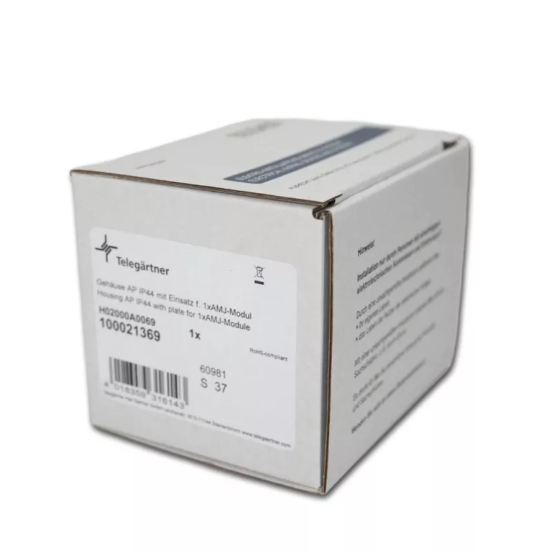 Tomada de dados TELEGÄRTNER H02000A0069 AMJ-S K Cat.6A blindada 2 portas RJ45, cinzento-claro/branco