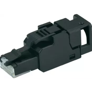 Ficha RJ45 TELEGÄRTNER UFP8 de montagem em campo, Cat 6a, não blindada, IDC sem ferramentas, com proteção anti-dobra J00026A3000