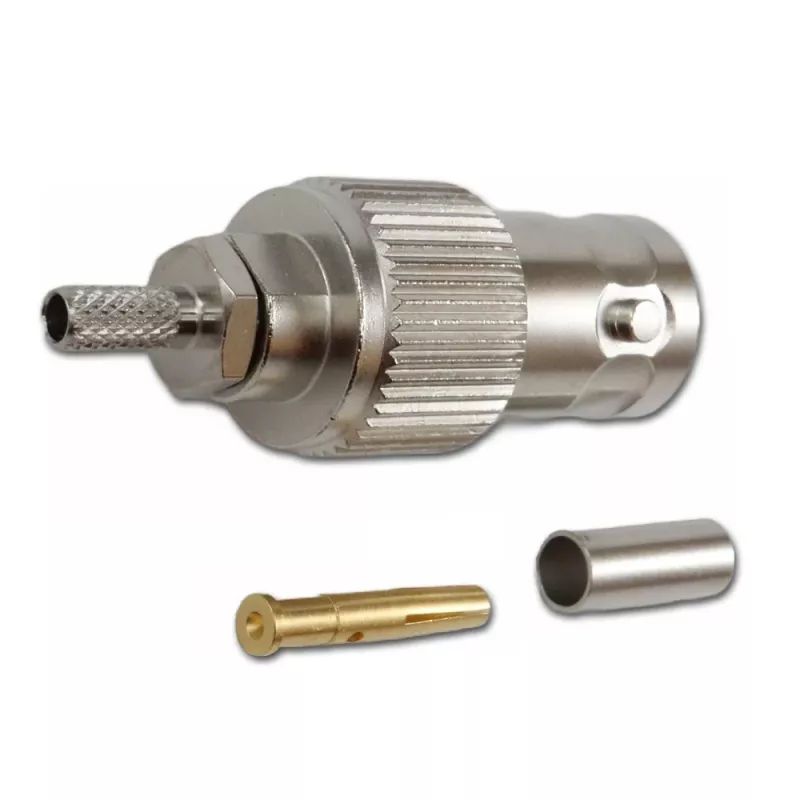 Conector fêmea de cabo BNC Telegärtner crimp G04 75 Ohm para RG-179B/U, pack de 5 J01003B0021