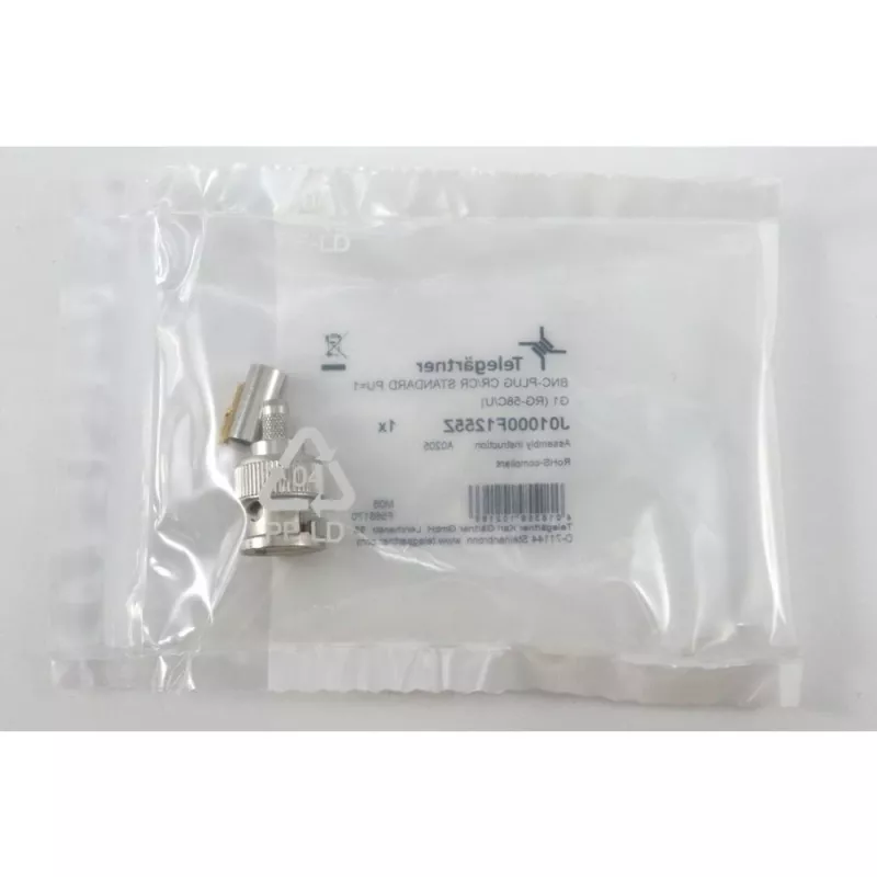 Ficha de cabo BNC Telegärtner crimp G01 50 Ohm, crimp/crimp, standard, A0205, G01 (RG-58 C/U), YR23092 Belden - 1 unid. (J01000F1255Z)