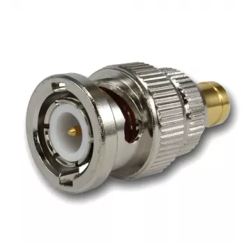 Adaptador coaxial TELEGÄRTNER ficha BNC para conector fêmea SMB, 50 Ohm, reto, latão niquelado J01008F0030