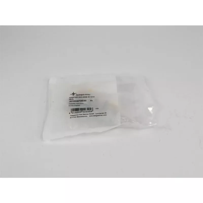 Adaptador coaxial TELEGÄRTNER ficha BNC para conector fêmea SMB, 50 Ohm, reto, latão niquelado J01008F0030