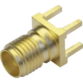 Conector fêmea SMA Telegärtner para placa de circuito impresso, 50 Ohm, dourado, série Z79 J01151A0931
