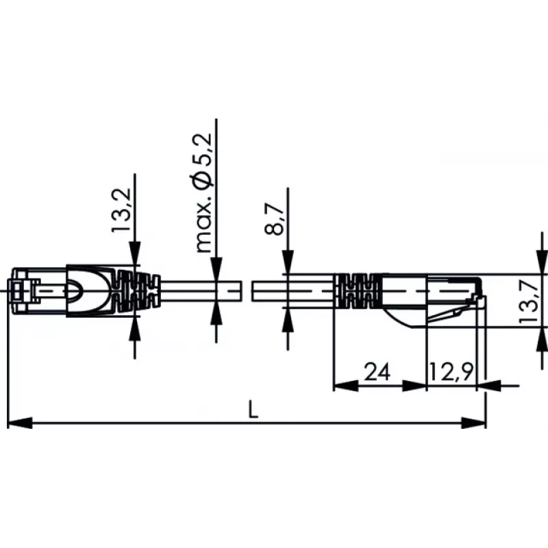 Cabo de rede Cat.6A S/FTP TELEGÄRTNER, 1,5 m, azul, LSZH, RJ45, 500 MHz L00001A0288