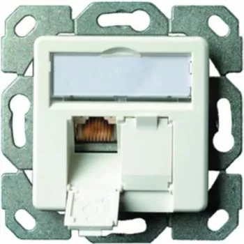 Tomada RJ45 de encastrar blindada AMJ-S Cat.6A TELEGÄRTNER J00020A0523, 2 tomadas, branco-puro