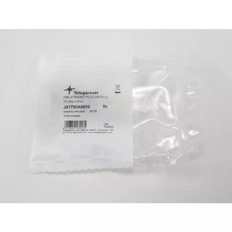 Telegärtner ficha de cabo FME de cravar G07 cravar/cravar, Low Cost, 15 dB / 2 GHz, B2725, G07 (RG-316/U) - 5 unid. J01700A0010