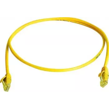 Telegärtner 100008205 cabo de rede RJ45, CAT 5e, 1,0 m, amarelo, U/UTP, LSZH, com proteção anti-dobras