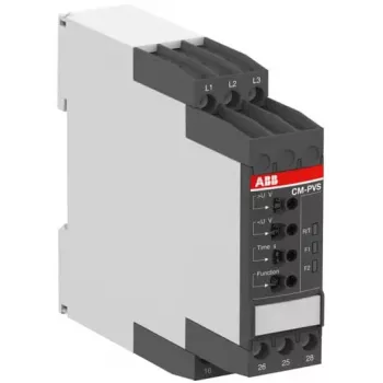 ABB CM relé de monitorização trifásico, 2 contactos reversíveis, 300-500 V AC, 0,1-30 s 1SVR730794R3300